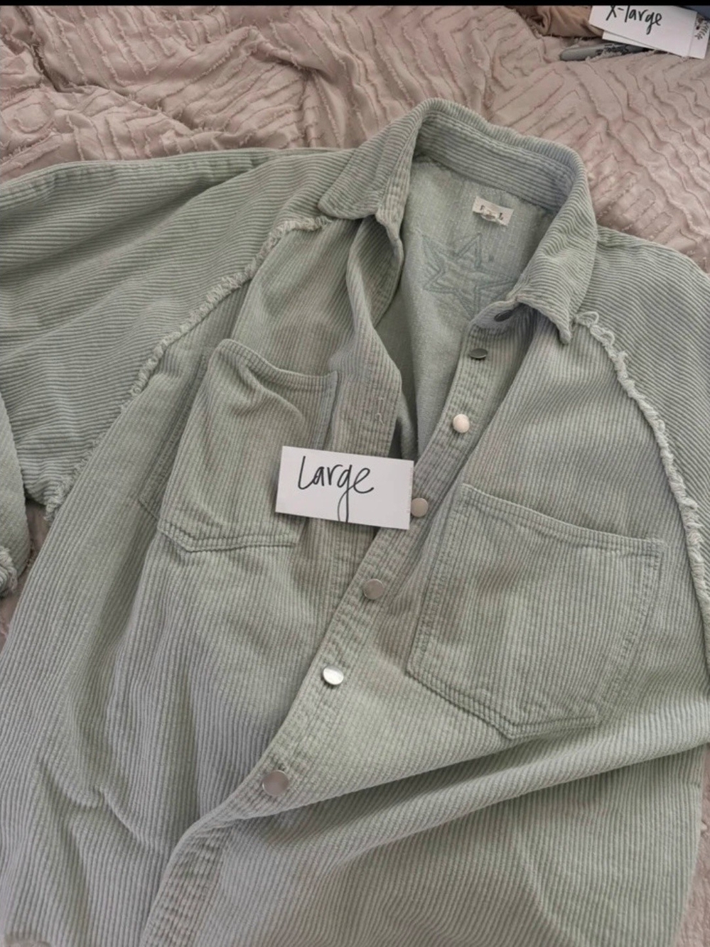 Oversized Mint Corduroy POL Shirt Jacket - Large